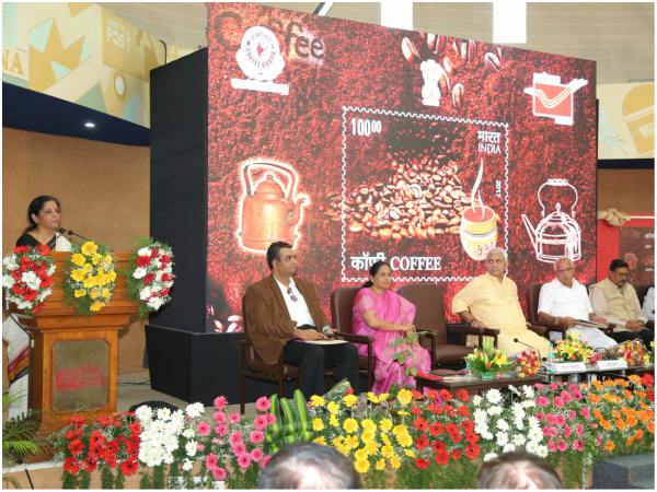 Scented postage stamp on coffee released in Bengaluru Scented postage stamp on coffee released in Bengaluru