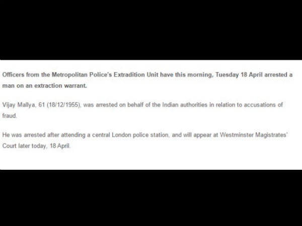 Liquor baron Vijay Mallya arrested in London