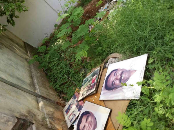 Photos of CM Dharam Singh and H. Vishwanath have thrown in Mysuru
