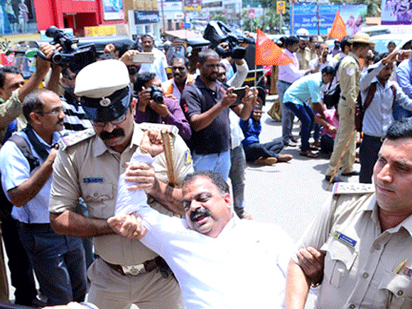 Protest against Rai VHP, Bajrang Dal activists arrested In Mangaluru