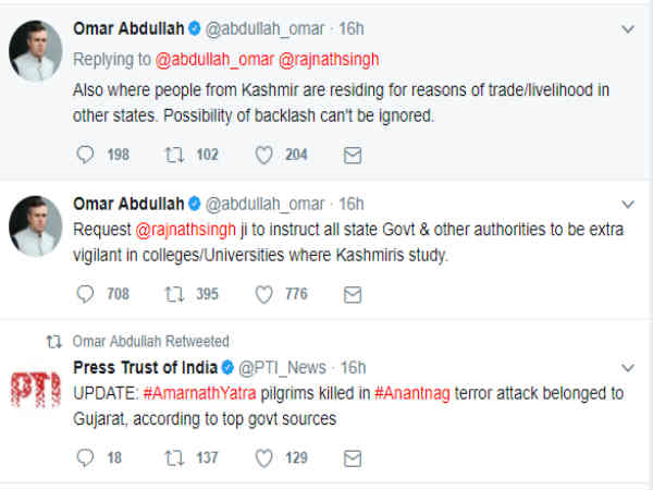 ಒಮರ್ ಅಬ್ದುಲ್ಲಾ ಟ್ವೀಟ್ 