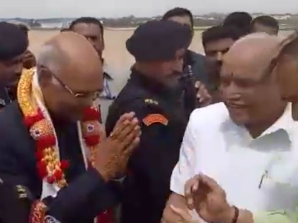NDA presidential nominee Kovind at HAL airport in Bengaluru