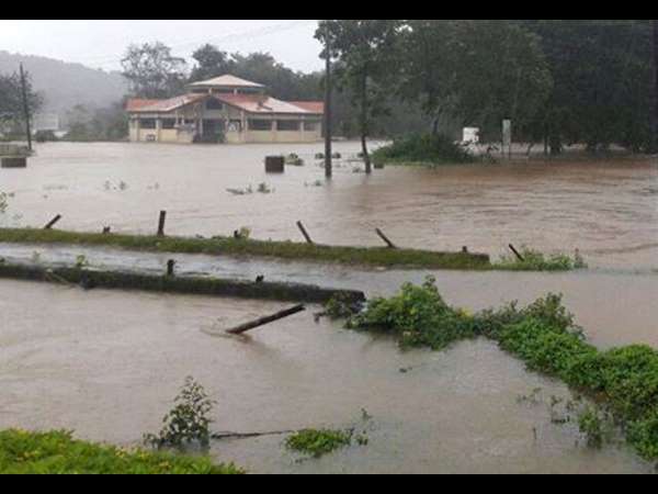 Heavy rain Bhagamandala water level increased in cauvery river