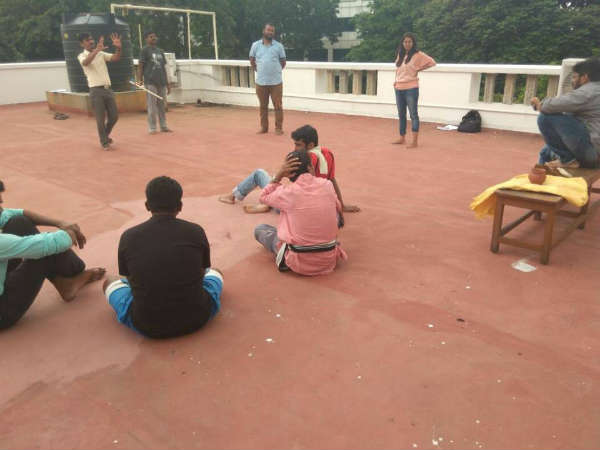 Young journalists performing Drama on August 16 at Rangayana, Dharwad