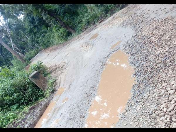 Madikeri roads damaged due to rain Madikeri roads damaged due to rain