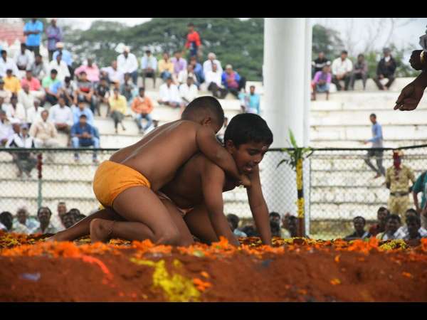 The wrestling competition at Mysore