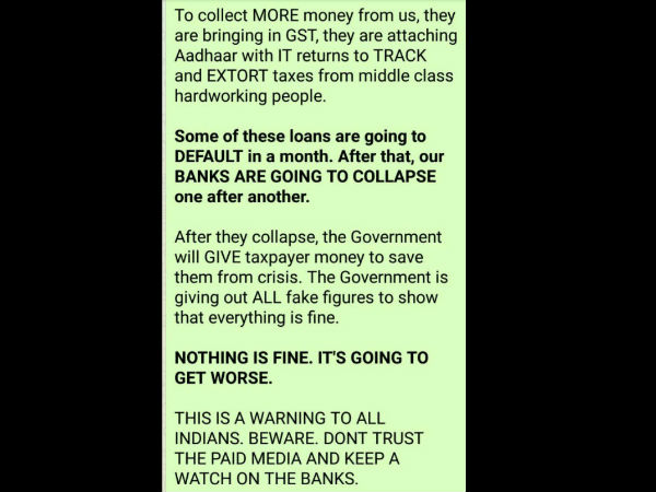 Whatsapp Message chaos ː RBI Won’t Shut Down Your Bank & You Won’t Lose Money Whatsapp Message chaos ː RBI Won’t Shut Down Your Bank & You Won’t Lose Money