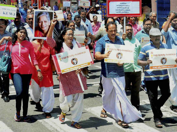 ಕೇರಳದಲ್ಲೂ ಗೌರಿ ಹತ್ಯೆಗೆ ಆಕ್ರೋಶ