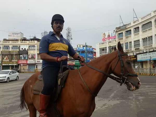 Mysuru mayor Ravikumar rides horse Mysuru mayor Ravikumar rides horse