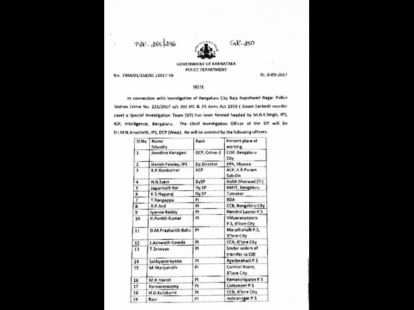 Special Investigation Team headed by BK Singh to probe Gauri Lankesh murder case