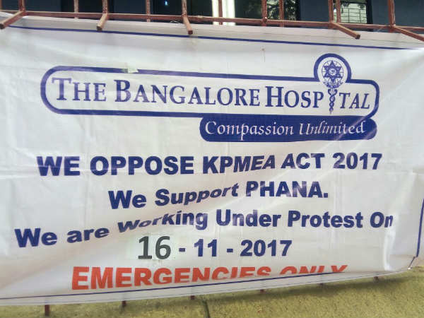 Karnataka Private Hospitals close today, as doctors protest against new medical bill.