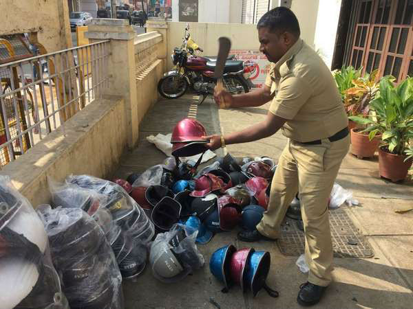 Police seize non-ISI mark helmets in Mysuru Police seize non-ISI mark helmets in Mysuru