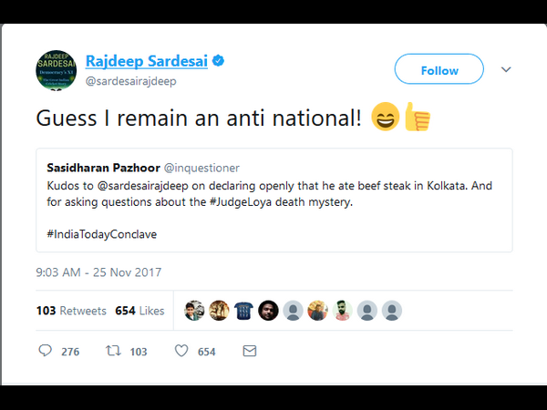 ದನದ ಮಾಂಸ ತಿಂದಿದ್ದನ್ನು ಮುಕ್ತವಾಗಿ ಹೇಳಿಕೊಂಡ ರಾಜದೀಪ್ 