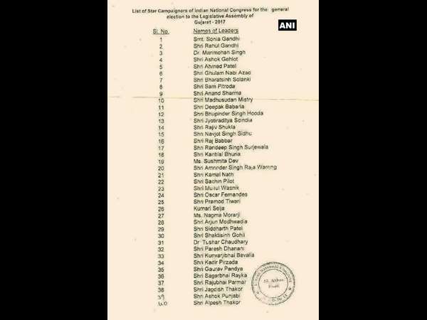 Sonia and Rahul Gandhi among 40 star campaigners of Congress for Gujarat polls