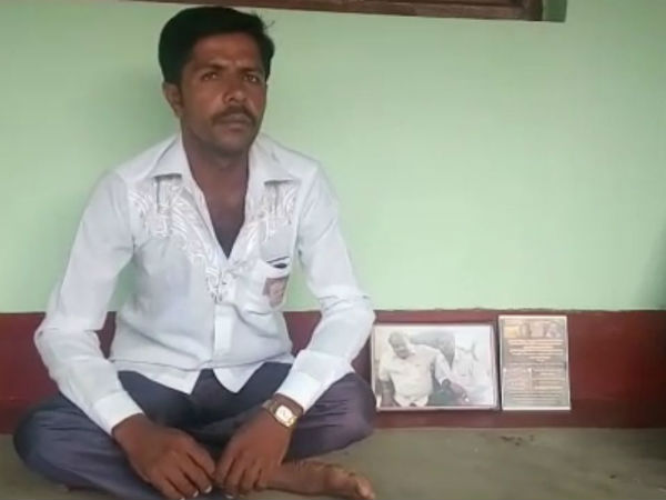 HD Kumaraswamy visits his fans home and bless newly married couple HD Kumaraswamy visits his fans home and bless newly married couple