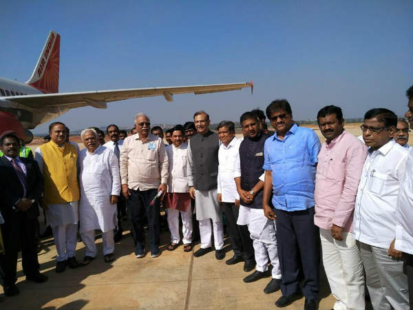 Prahlad Joshi flags off Hubballi-Mumbai Air India flight