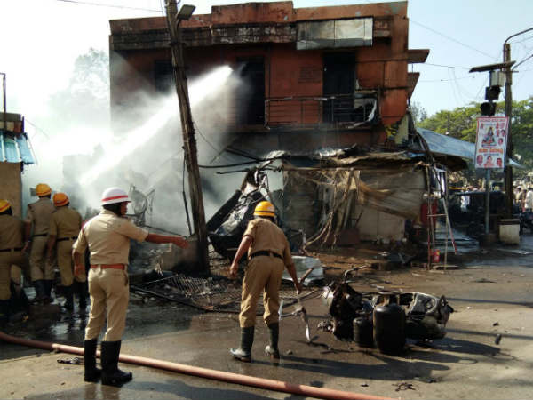 Gas godown caught fire in Shivajinagar