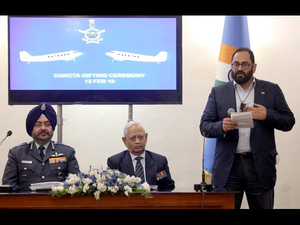 Rajeev Chandrasekhar Gifts a restored DC 3 Dakota to IAF Rajeev Chandrasekhar Gifts a restored DC 3 Dakota to IAF