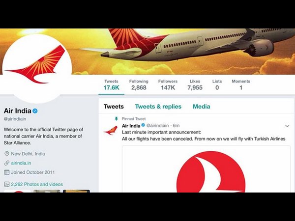 Twitter account of Air India hacked 