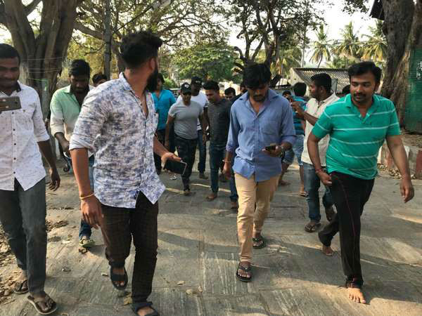 Punith Rajkumar climbs Chamundeshwari hills by bare foot