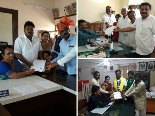ಕಾಂಗ್ರೆಸ್, ಜೆಡಿಎಸ್, ಬಿಜೆಪಿ ಅಭ್ಯರ್ಥಿಯಿಂದ ಸಲ್ಲಿಕೆ 