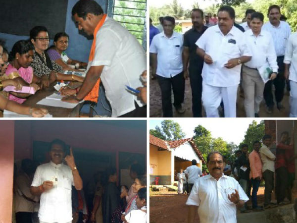  ಬೆಳ್ತಂಗಡಿಯಲ್ಲಿ ಹಕ್ಕು ಚಲಾಯಿಸಿದ ಅಭ್ಯರ್ಥಿಗಳು