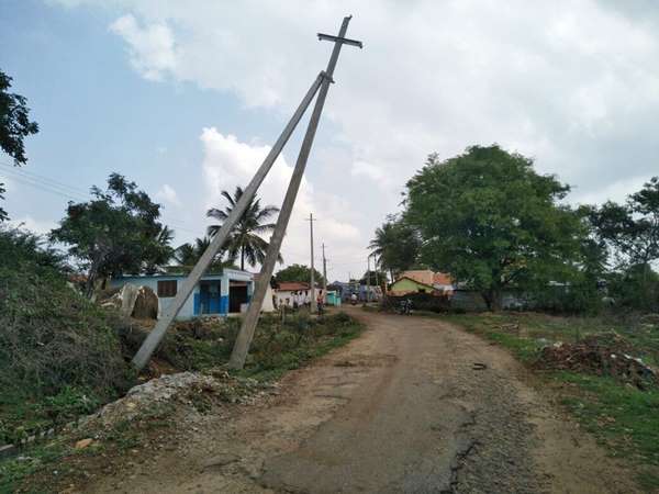 Chamarajanagar: Electric poles falls down due to rain