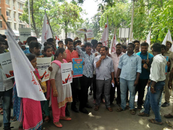 SFI protest for Free Bus pass for Students 