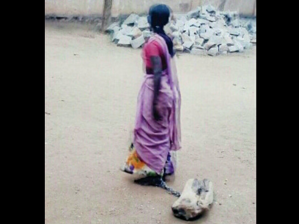 Woman has been arrested by the iron chain for 12 years in konuru village 