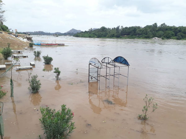 Excessive water released from Tungabhadra : Hampi submerges