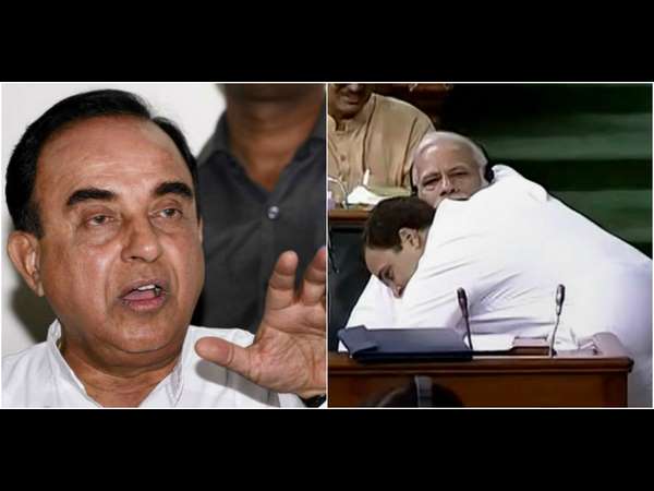 Subrahmaniyan Swamy sees conspiracy in Rahul Gandhis hug
