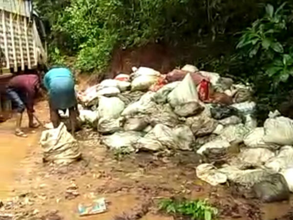 Waste from Kerala dumped in Puttur
