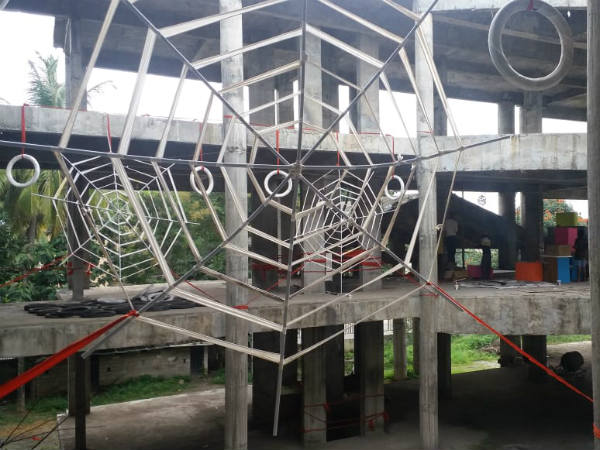 Setting up for the climax scene shooting of the Diamond Cross movie in Shimoga Setting up for the climax scene shooting of the Diamond Cross movie in Shimoga