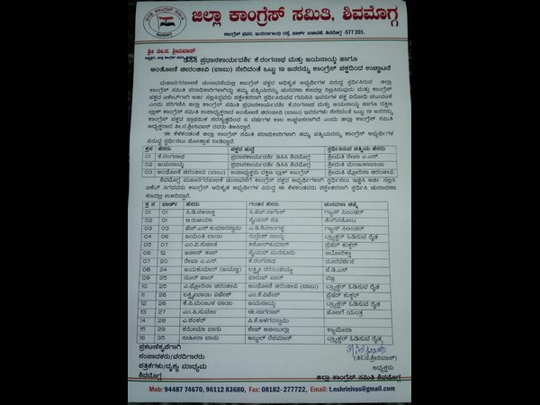 Shimoga District Congress has expelled 19 people 