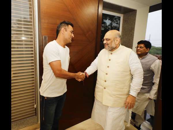 BJP president Amit Shah meets MS Dhoni 