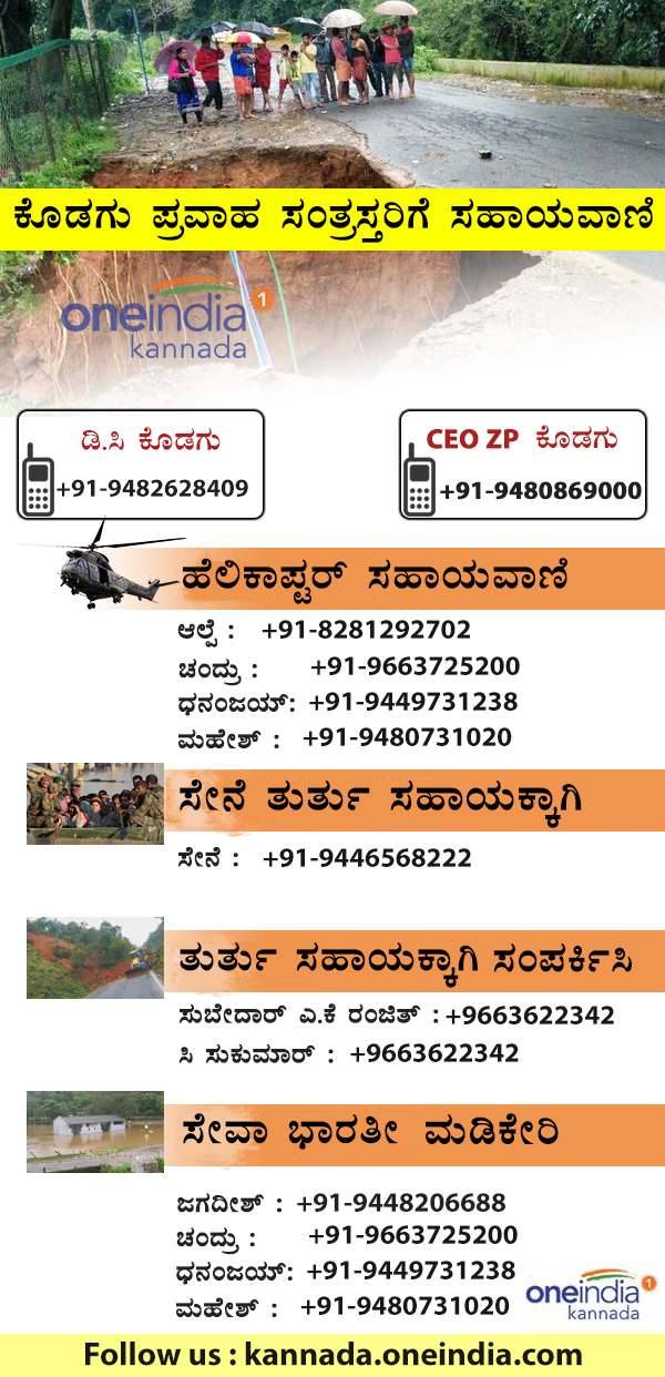 Kodagu floods and rains: helpline numbers