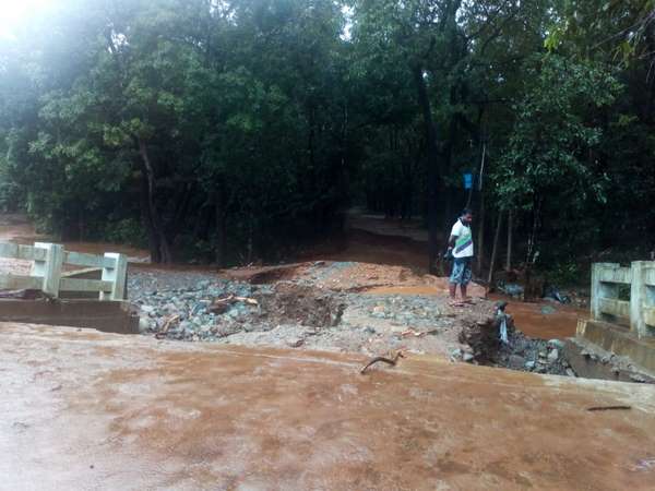 Effect of rainfall Bridge washed away in Uttar Kannada