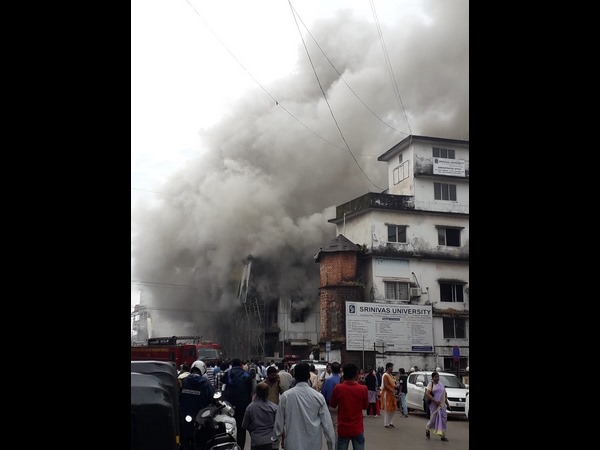 Fire at shops on GHS road in Managluru 