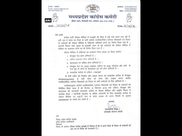 New Social media task to Congress ticket aspirants for Madhya Pradesh assembly elections
