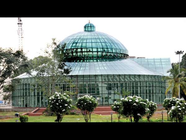 Dasara flower show centre of attraction is the glass palace 
