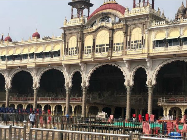 Plastic bottels, Garbage in Mysuru palace after Dassara Plastic bottels, Garbage in Mysuru palace after Dassara