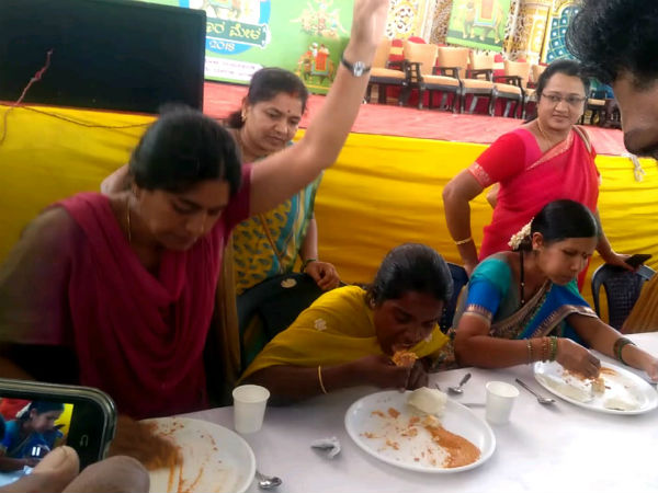 Idly eating competition for women was organized today.