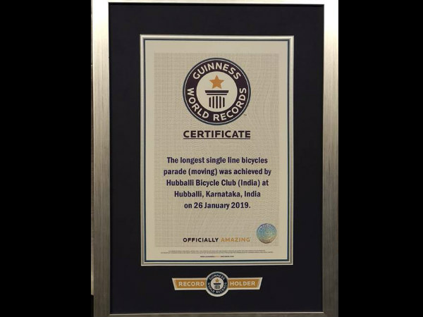 Hubballi bicycle club awarded Guinness World record 