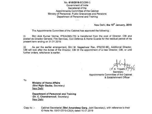 Alok Verma Removed as CBI Chief on Corruption Charges Alok Verma Removed as CBI Chief on Corruption Charges