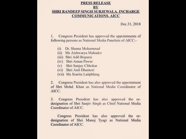 Rahul Gandhi Appoints 10 New Congress Spokespersons