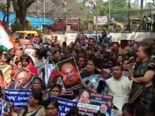 Congress stage protest against central government over bharat ratna 