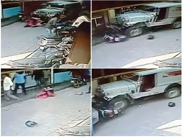 Woman and child miraculous escape after a jeep drives over them Woman and child miraculous escape after a jeep drives over them