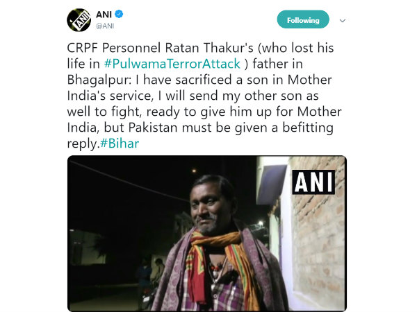 I will send one more son, but give befitting reply to Pakistan 