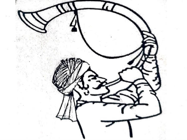 ಕಹಳೆ ಊದುತ್ತಿರುವ ರೈತನ ಗುರುತು 