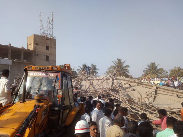 Seven floor under construction complex collapsed in Dharwad-live